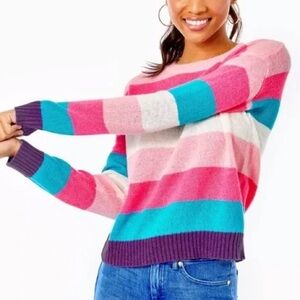Lilly Pulitzer Amala Sweater Coral Sands Lagoon Stripe Size Medium NWT